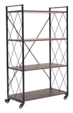 Zuo Modern Romania MDF, Steel Industrial Commercial Grade Shelf Brown, Black MDF, Steel