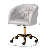 Ravenna Contemporary Glam and Luxe Grey Velvet Fabric and Gold Metal Swivel Office Chair