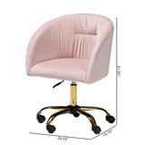 Ravenna Contemporary Glam and Luxe Blush Pink Velvet Fabric and Gold Metal Swivel Office Chair