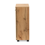 Mason Modern and Contemporary Oak Brown Finished Wood 2-Door Storage Cabinet with Glass Doors