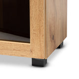 Mason Modern and Contemporary Oak Brown Finished Wood 2-Door Storage Cabinet with Glass Doors