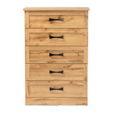 Colburn Modern and Contemporary Oak Brown Finished Wood 5-Drawer Tallboy Storage Chest