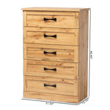 Colburn Modern and Contemporary Oak Brown Finished Wood 5-Drawer Tallboy Storage Chest