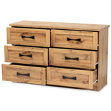 Colburn Modern and Contemporary 6-Drawer Oak Brown Finished Wood Storage Dresser