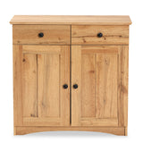 Baxton Studio Lauren Modern and Contemporary Oak Brown Finished Wood 2-Door Buffet Kitchen Cabinet
