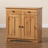 Baxton Studio Lauren Modern and Contemporary Oak Brown Finished Wood 2-Door Buffet Kitchen Cabinet