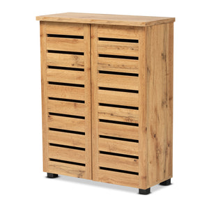 Adalwin Modern and Contemporary Oak Brown Finished Wood 2-Door Shoe Storage Cabinet