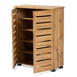 Adalwin Modern and Contemporary Oak Brown Finished Wood 2-Door Shoe Storage Cabinet