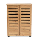 Adalwin Modern and Contemporary Oak Brown Finished Wood 2-Door Shoe Storage Cabinet