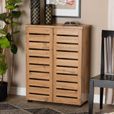 Adalwin Modern and Contemporary Oak Brown Finished Wood 2-Door Shoe Storage Cabinet