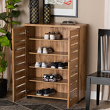 Adalwin Modern and Contemporary Oak Brown Finished Wood 2-Door Shoe Storage Cabinet