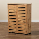 Adalwin Modern and Contemporary Oak Brown Finished Wood 2-Door Shoe Storage Cabinet