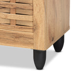 Winda Modern and Contemporary Oak Brown Finished Wood 3-Door Shoe Cabinet