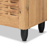 Baxton Studio Winda Modern and Contemporary Oak Brown Finished Wood 4-Door Shoe Storage Cabinet