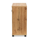 Zentra Modern and Contemporary Oak Brown Finished Wood 2-Door Storage Cabinet with Glass Doors