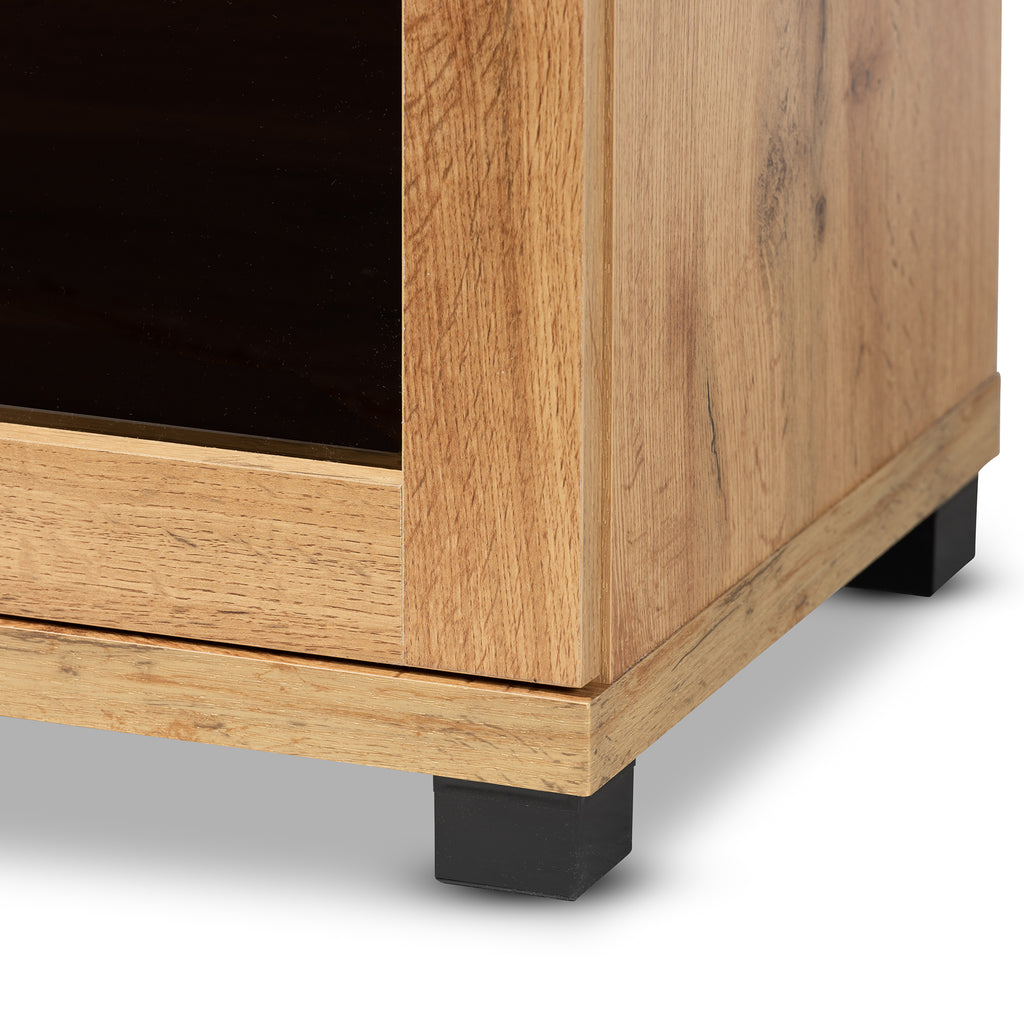 Zentra Modern and Contemporary Oak Brown Finished Wood 2-Door Storage Cabinet with Glass Doors