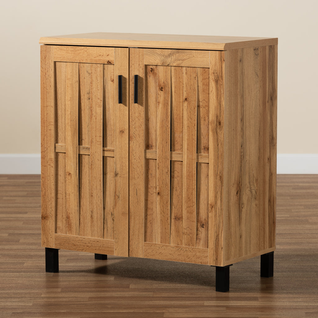 Shop Zentra Oak Brown Finished Wood 2-Door Storage Cabinet with Glass Doors, Buffets & Cabinets