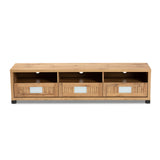 Gerhardine Oak Brown Modern and Contemporary Finished Wood 3-Drawer TV Stand