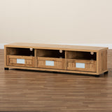 Gerhardine Oak Brown Modern and Contemporary Finished Wood 3-Drawer TV Stand