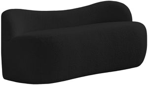 Flair Boucle Fabric / Engineered Wood / Foam Contemporary Black Boucle Fabric Bench - 62" W x 23" D x 24" H