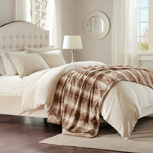 Madison Park Zuri Luxury 100% Polyester Faux Tip Dyed Brushed Fur Oversized Bed Throw MP50-2918