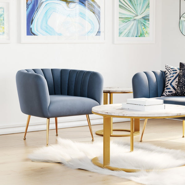 Zuo Modern Deco 100% Polyester, Plywood, Stainless Steel Modern Commercial Grade Accent Chair Gray, Gold 100% Polyester, Plywood, Stainless Steel