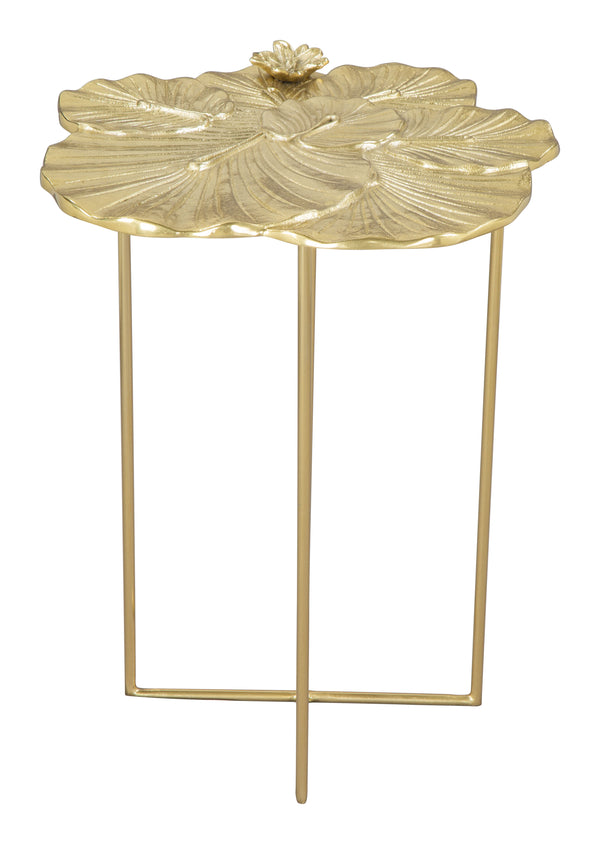 Zuo Modern Lotus Aluminum, Iron Glam Commercial Grade Side Table Gold Aluminum, Iron