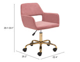 Zuo Modern Athair 100% Polyester, Plywood, Steel Modern Commercial Grade Office Chair Pink, Gold 100% Polyester, Plywood, Steel