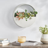 Ware Modern Handcrafted Round Wall Planter, Sandy White Noble House