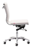 Zuo Modern Lider 100% Polyurethane, Steel, Aluminum Alloy Modern Commercial Grade Armless Office Chair White, Silver 100% Polyurethane, Steel, Aluminum Alloy