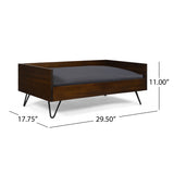 Bonneville Mid Century Modern Ped Bed with Acacia Wood Frame, Dark Oak and Dark Gray Noble House