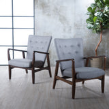 Becker Grey Fabric Arm Chair Noble House