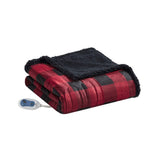 Woolrich Linden Casual 100% Polyester Printed Mink Heated Throw W/ 1" Berber Hem Red 60"W x 70"L WR54-3252