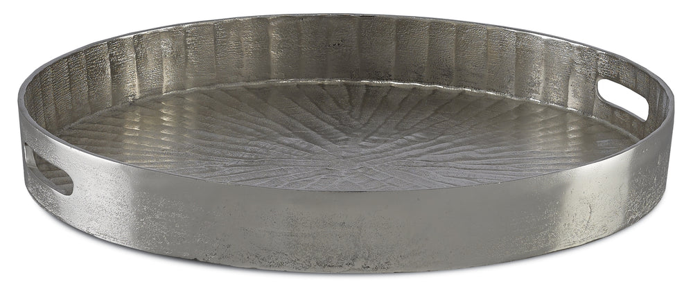 Luca Silver Large Tray - Elegant Cast Aluminum Design with Textured Finish for Stylish Decor