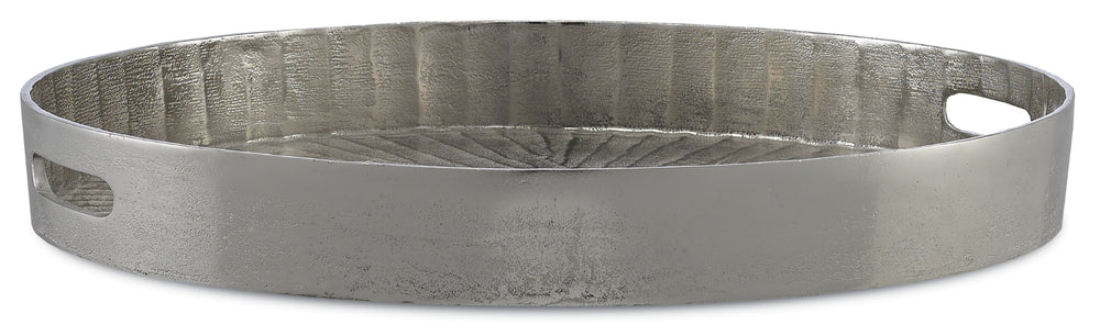 Luca Silver Large Tray - Elegant Cast Aluminum Design with Textured Finish for Stylish Decor