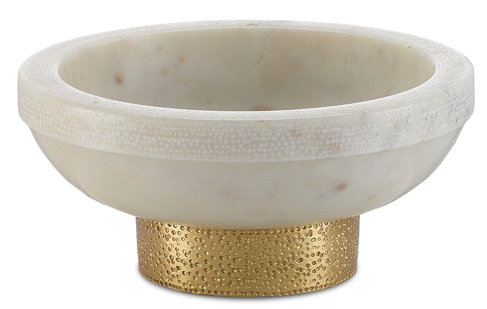 Valor Small White Bowl - Elegant Marble and Brass Decor for Stylish Home Accents and Pairing Options