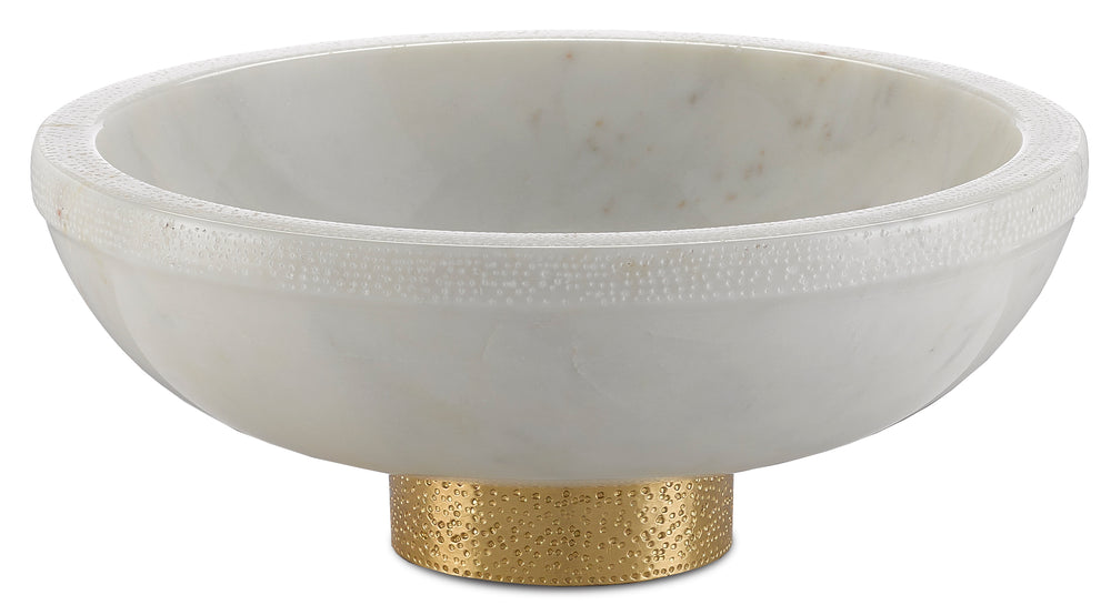 Valor Large White Bowl - Elegant Marble & Brass Decorative Centerpiece for Home Décor and Style