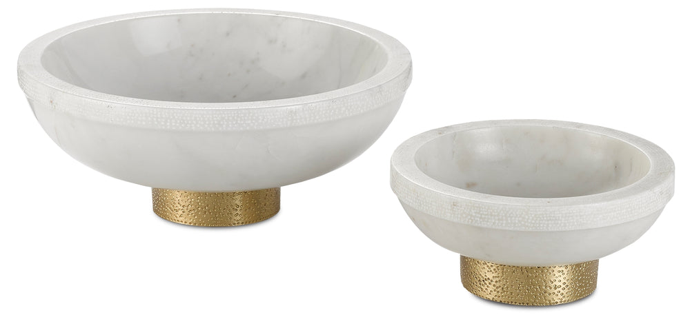 Valor Large White Bowl - Elegant Marble & Brass Decorative Centerpiece for Home Décor and Style