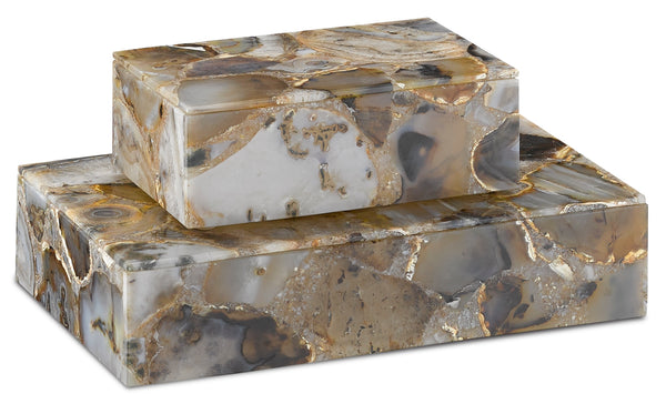 Malaga Small Box – Elegant Black Agate Decorative Storage with Natural Stone Design for Home Decor