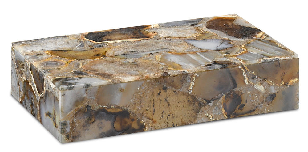 Malaga Large Box - Elegant Black Agate Decorative Storage with Natural Stone Design, 7x11 Inches