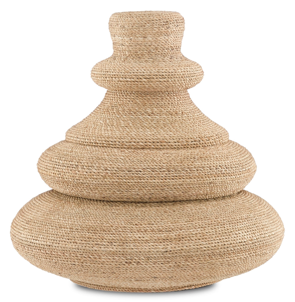 Jaru Rope Vessel - Ethnic Charm Home Decor Piece Wrapped in Natural Abacá Rope, 18.5" Diameter