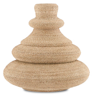 Jaru Rope Vessel - Ethnic Charm Home Decor Piece Wrapped in Natural Abacá Rope, 18.5" Diameter