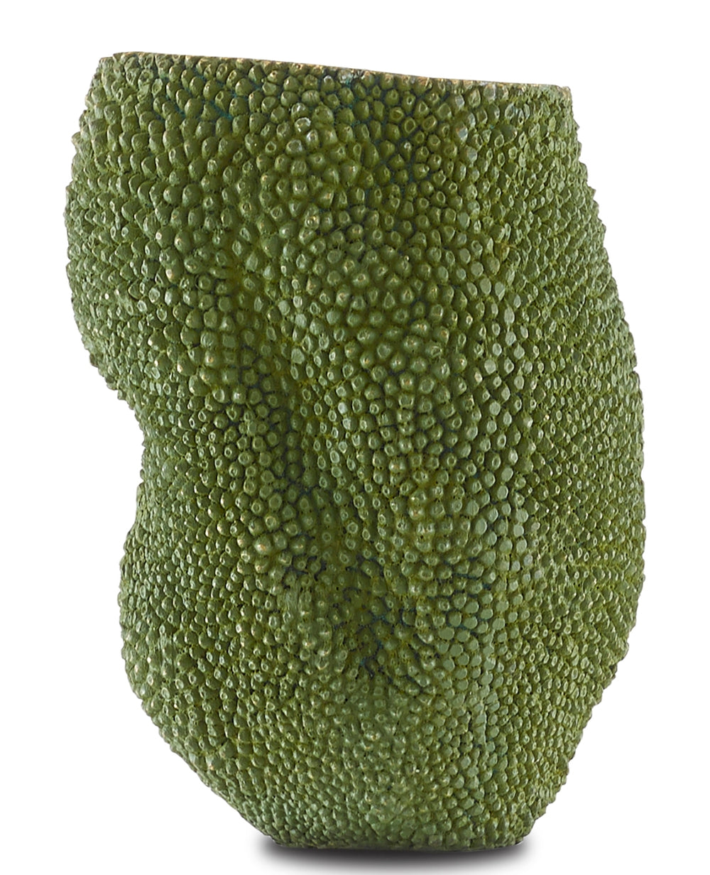 Jackfruit Small Decorative Vase - Unique Green & Gold Bronze Vessel, Water Tight for Indoor Use