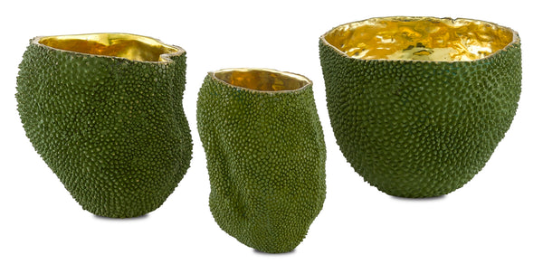 Jackfruit Small Decorative Vase - Unique Green & Gold Bronze Vessel, Water Tight for Indoor Use