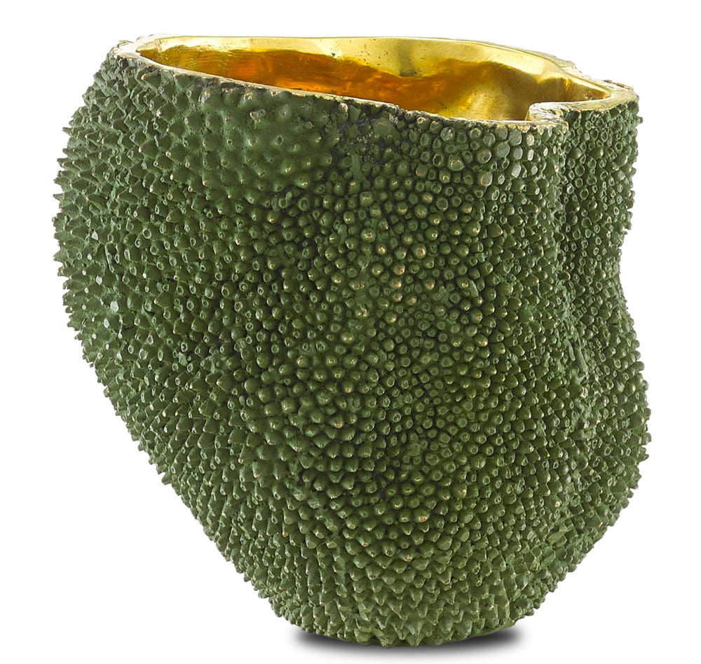 Jackfruit Medium Decorative Vase - Unique Bronze Design with Green Finish & Gold Interior Shine