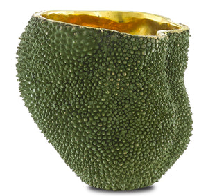 Jackfruit Medium Decorative Vase - Unique Bronze Design with Green Finish & Gold Interior Shine