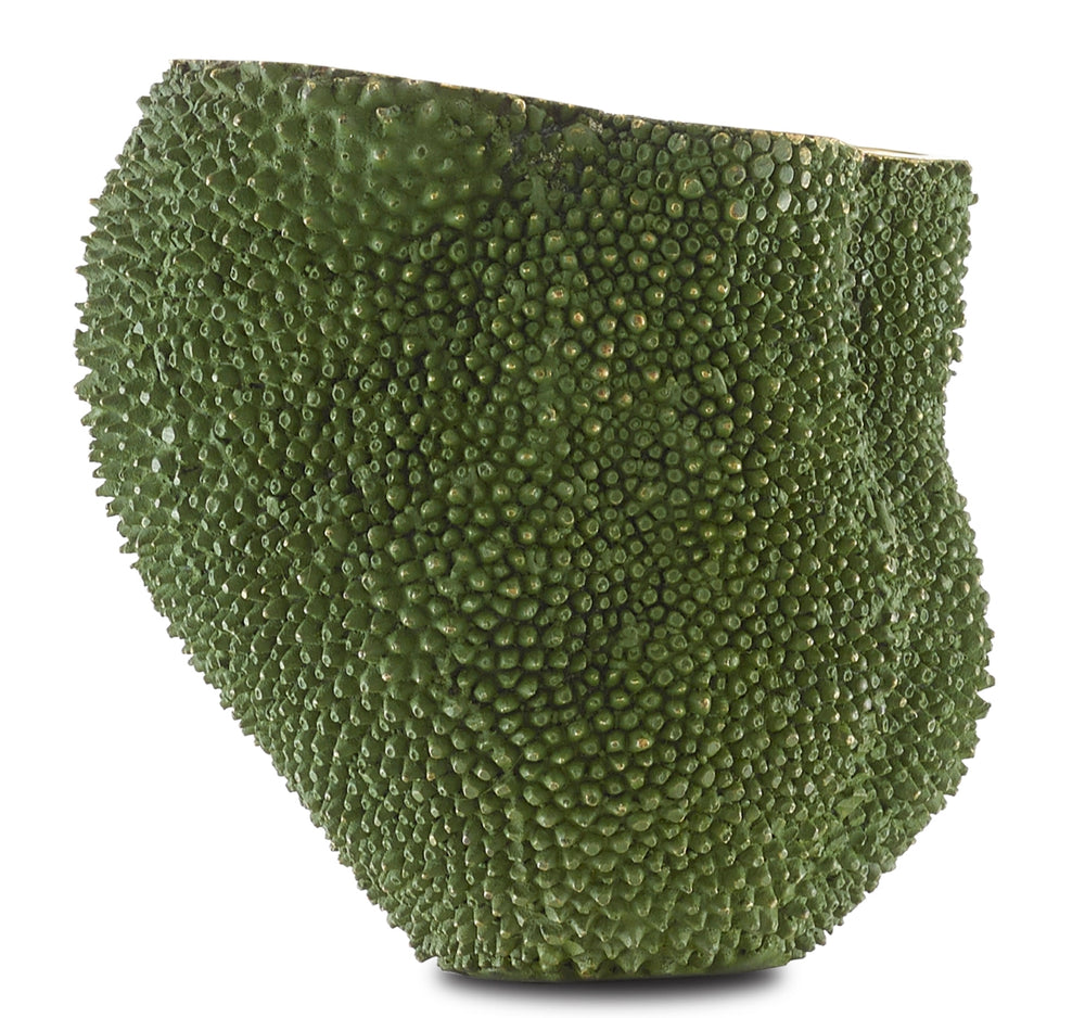 Jackfruit Medium Decorative Vase - Unique Bronze Design with Green Finish & Gold Interior Shine