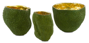 Jackfruit Medium Decorative Vase - Unique Bronze Design with Green Finish & Gold Interior Shine