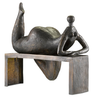 Odalisque Bronze Sculpture - Exquisite Handmade Art Piece with Patina Finish for Home Decor