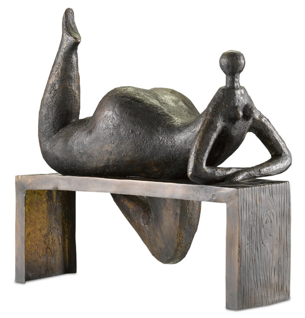 Odalisque Bronze Sculpture - Exquisite Handmade Art Piece with Patina Finish for Home Decor